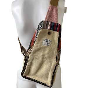 Natural Hemp Crossbody Mini sling back pack oatmeal